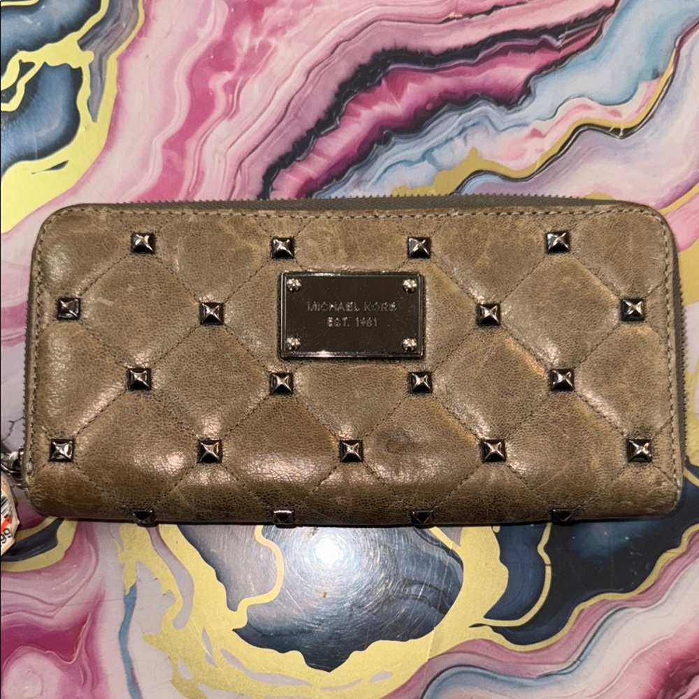 Michael Kors Gold Studded Quilted Wallet